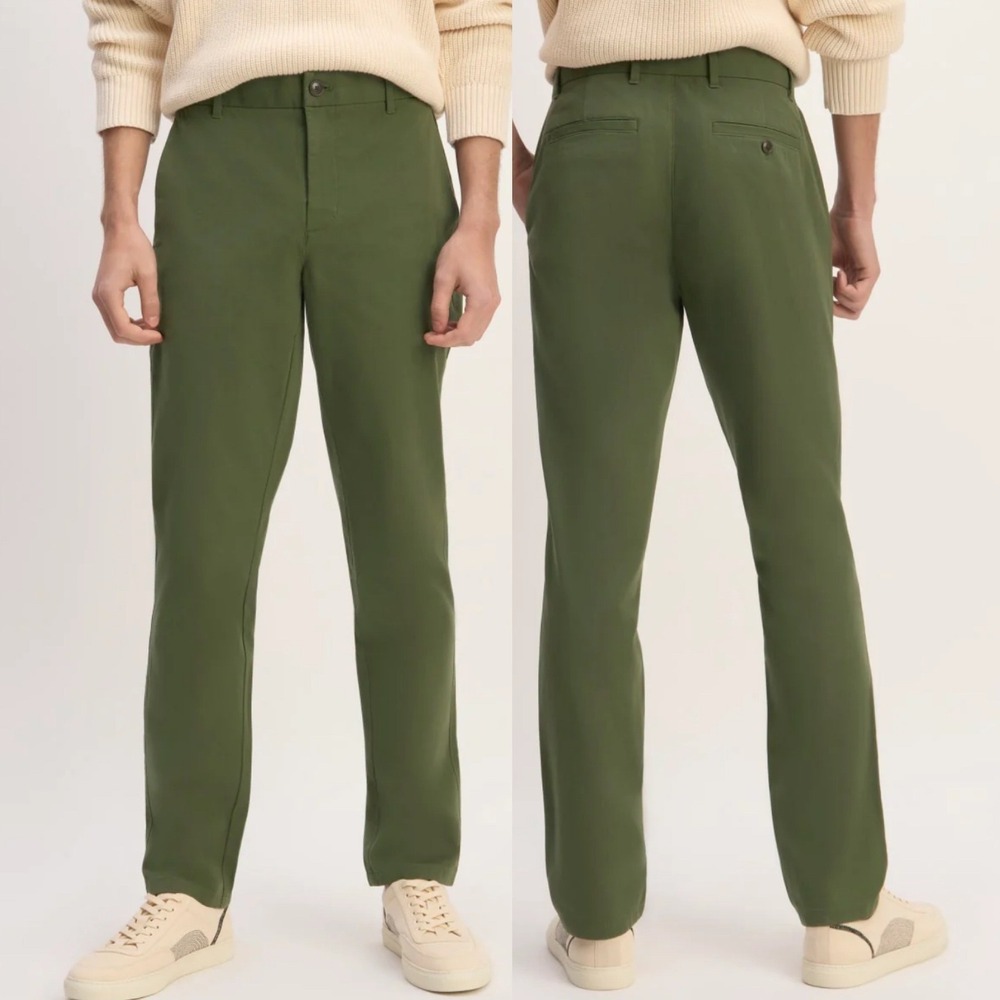 Everlane Mens Uniform The Performance Chino Pants Moss Green Sz 32 x 32 Trousers